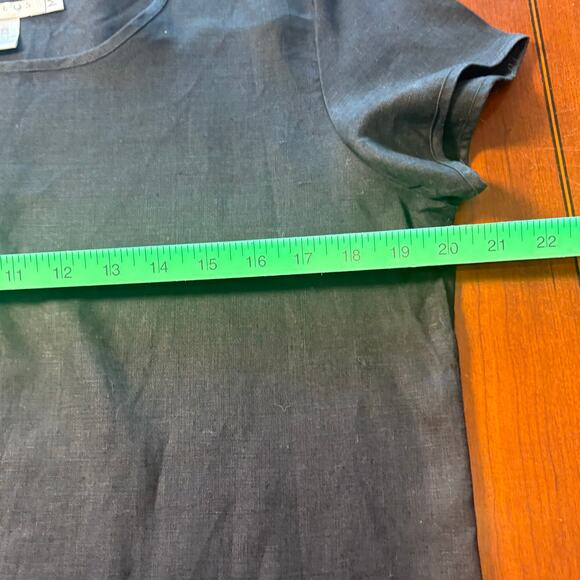 Tweeds Black Linen Top Size Medium - Picture 3 of 5